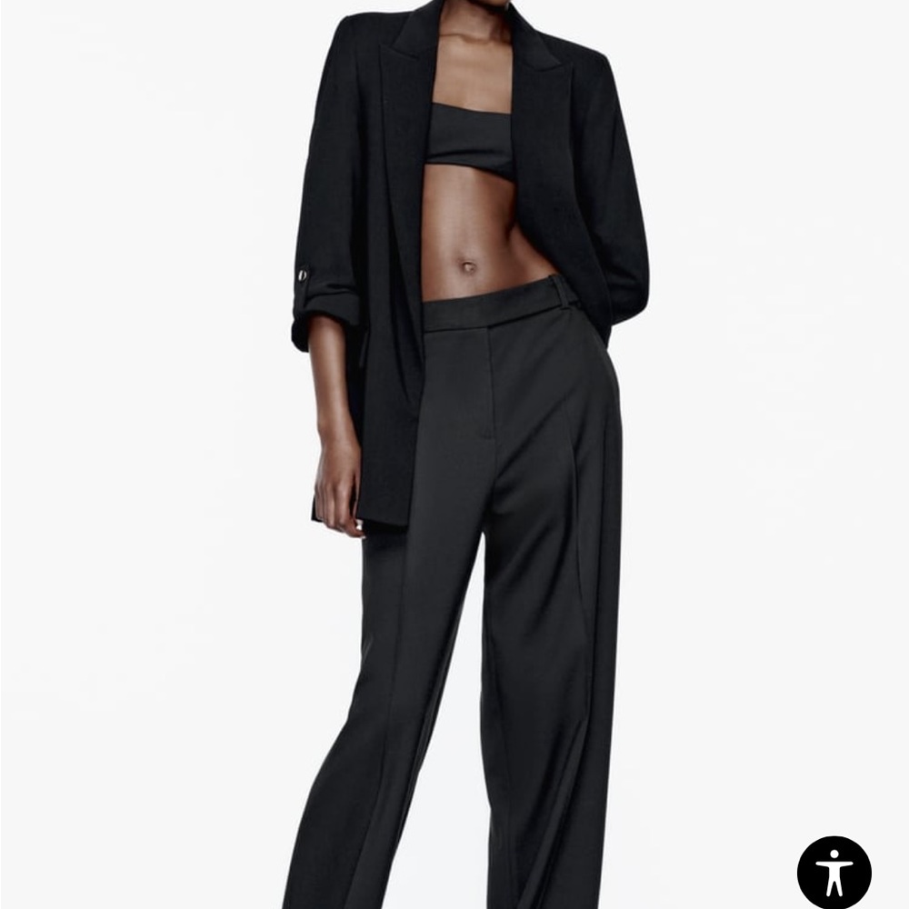 Zara basic collection black blazer with rolled up sleeves